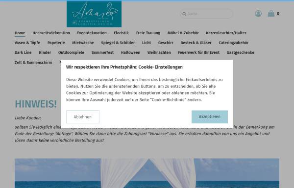 Vorschau von www.event-hochzeitsverleih.de, A-Mare Eventstyling & Floristik-Design