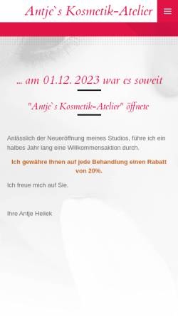 Vorschau der mobilen Webseite www.antjes-kosmetikatelier.de, Antje's Kosmetik-Atelier