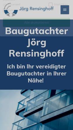 Vorschau der mobilen Webseite rensinghoff-baugutachter.de, Sachverständigenbüro Jörg Rensinghoff