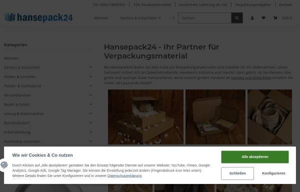 Vorschau von hansepack24.com, Hansepack24