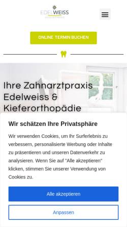 Vorschau der mobilen Webseite www.gauting-edelweiss.de, Zahnarztpraxis & Kieferorthopädie Edelweiss Gauting