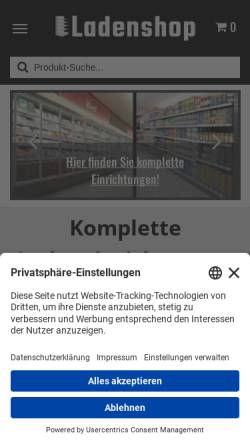 Vorschau der mobilen Webseite www.ladenshop.de, Globe Kälte Klima und Ladeneinrichtung GmbH