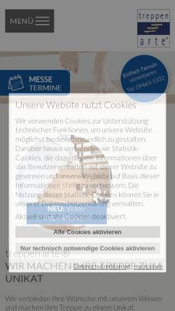 Vorschau der mobilen Webseite www.treppenarte.de, Treppen Arte Auburger GmbH