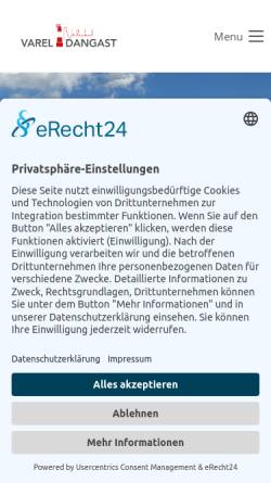 Vorschau der mobilen Webseite www.dangast.de, Nordseebad Dangast