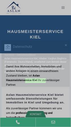 Vorschau der mobilen Webseite www.aslan-hausmeisterservice.de, Aslan Hausmeisterservice Kiel