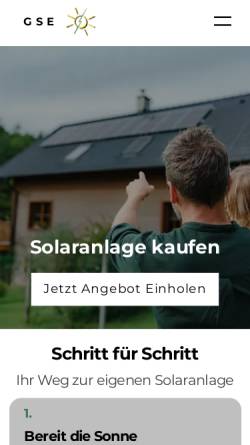 Vorschau der mobilen Webseite www.gse-greensolarenergy.de, GSE Green Solar Energy GmbH
