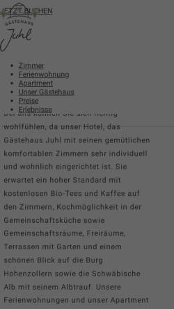 Vorschau der mobilen Webseite gaestehaus-juhl.de, Gästehaus Juhl