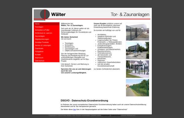 Vorschau von www.waelter-toranlagen.de, Wälter Tor- & Zaunanlagen