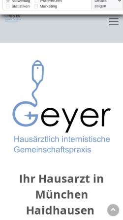 Vorschau der mobilen Webseite www.praxis-dr-geyer.de, Hausärztliche Gemeinschaftspraxis Dr. Karin Geyer und Michael Geyer