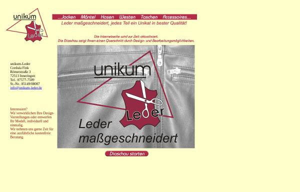 Vorschau von www.unikum-leder.de, Unikum Leder