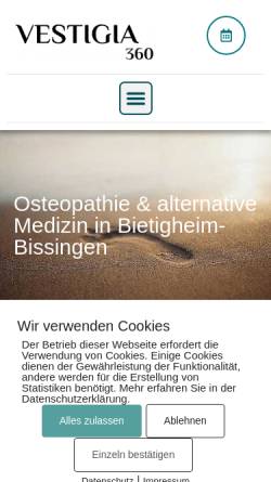 Vorschau der mobilen Webseite vestigia-360.de, Vestigia 360