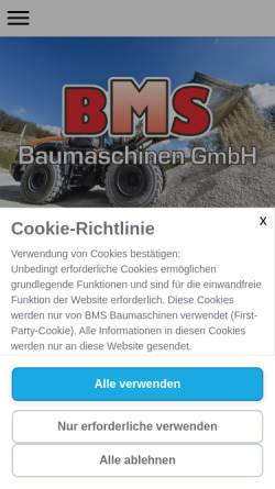 Vorschau der mobilen Webseite www.bms-gebendorfer.de, BMS Baumaschinen GmbH
