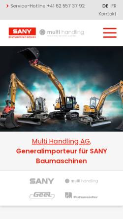 Vorschau der mobilen Webseite www.sany-baumaschinen.ch, Multi Handling AG