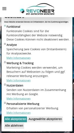Vorschau der mobilen Webseite www.kfz-gutachten-revoneer.de, REVONEER
