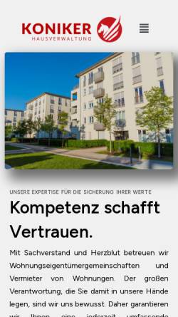 Vorschau der mobilen Webseite www.koniker-hausverwaltung.de, Koniker Hausverwaltung