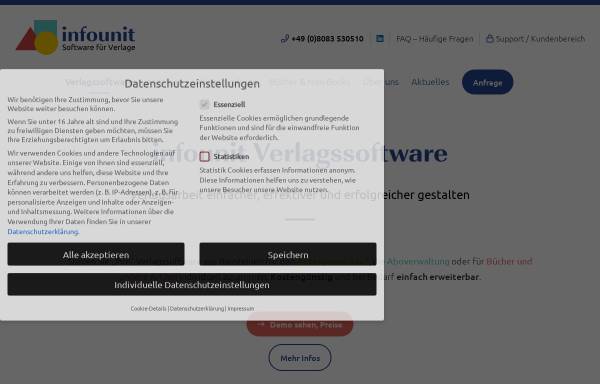 Vorschau von infounit.de, infounit Verlagssoftware