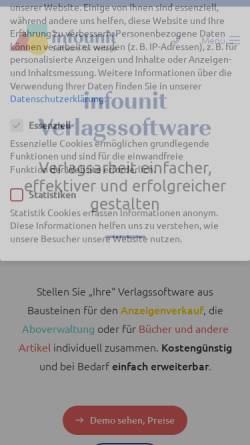 Vorschau der mobilen Webseite infounit.de, infounit Verlagssoftware
