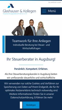 Vorschau der mobilen Webseite www.glashauser-kollegen.de, Glashauser & Kollegen Steuerberatungsgesellschaft mbH & Co. KG