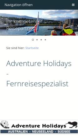 Vorschau der mobilen Webseite www.adventure-holidays.com, Adventure Holidays - Norbert Lux