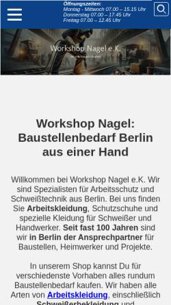 Vorschau der mobilen Webseite www.workshop-nagel.de, Workshop Nagel e.K.