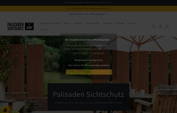 Vorschau von www.palisaden-sichtschutz.shop, palisaden-sichtschutz - kaliber5 GmbH