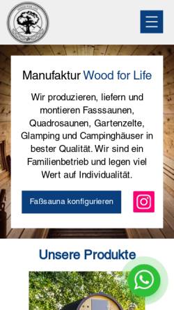Vorschau der mobilen Webseite www.wood-for-life.com, Wood for Life