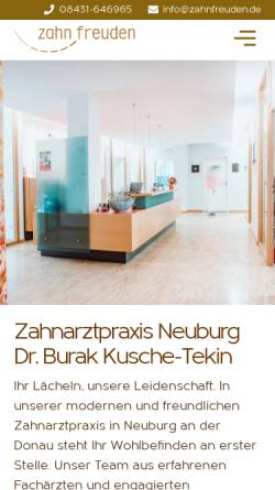Vorschau der mobilen Webseite zahnarzt-neuburgdonau.de, Zahnarztpraxis Neuburg Dr. Burak Kusche-Tekin