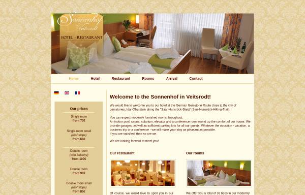 Vorschau von www.sonnenhof-veitsrodt.de, Hotel - Restaurant Sonnenhof