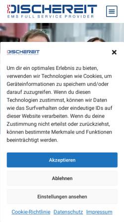 Vorschau der mobilen Webseite www.dischereit.de, D-E-K Dischereit GmbH & Co. KG