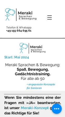 Vorschau der mobilen Webseite www.meraki-sprachen.de, Meraki - Inh. Agnes Svrckova