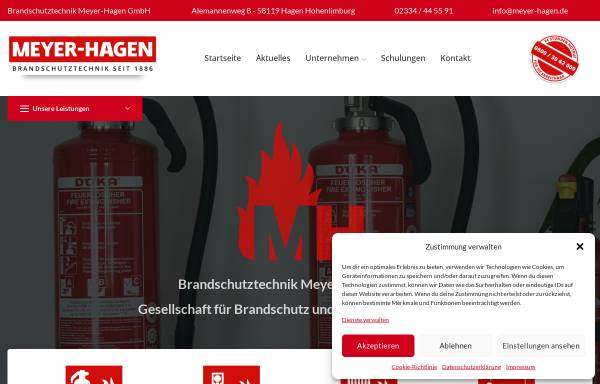 Vorschau von meyer-hagen.de, Brandschutztechnik Meyer Hagen GmbH & Gesellschaft für Brandschutz und Notfallvorsorge mbH