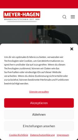 Vorschau der mobilen Webseite meyer-hagen.de, Brandschutztechnik Meyer Hagen GmbH & Gesellschaft für Brandschutz und Notfallvorsorge mbH