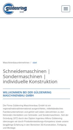 Vorschau der mobilen Webseite www.schneidemaschinen-sondermaschinen.de, Güldenring Maschinenbau GmbH