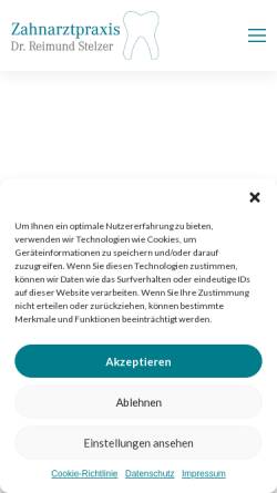 Vorschau der mobilen Webseite www.zahnarzt-dr-stelzer.de, Zahnarztpraxis Dr. Reimund Stelzer