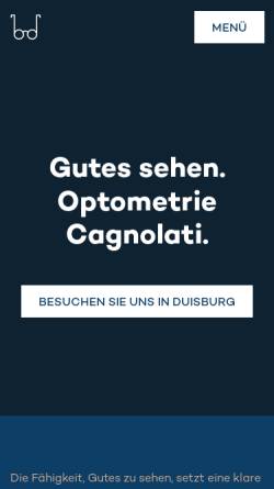 Vorschau der mobilen Webseite cagnolati.de, Optometrie Cagnolati GmbH