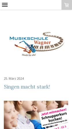 Vorschau der mobilen Webseite musikschulewagner.de, Musikschule Wagner Gemeinnützige UG (haftungsbeschränkt)
