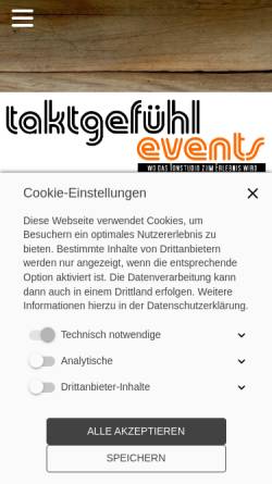 Vorschau der mobilen Webseite www.taktgefuehl-events.de, Tonstudio, Events, Musikproduktion