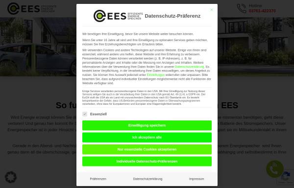 Vorschau von www.ees-energiespeicher.de, EES Energiespeicher