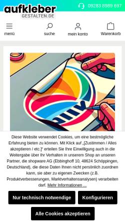 Vorschau der mobilen Webseite aufkleber-gestalten.de, Aufkleber-gestalten