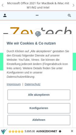 Vorschau der mobilen Webseite www.zeytech.de, Zeytech Computer