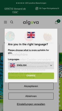 Vorschau der mobilen Webseite algova.com, algova UG