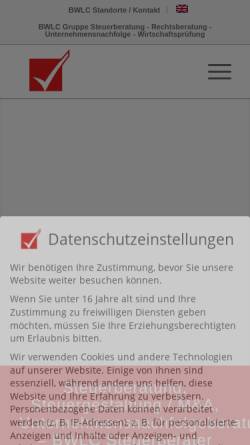 Vorschau der mobilen Webseite www.bwlc-steuerberater.de, BWLC Braschoß & Coll. OHG Steuerberatungsgesellschaft