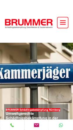 Vorschau der mobilen Webseite www.brummer-schaedlingsbekaempfung.de, BRUMMER Schädlingsbekämpfung