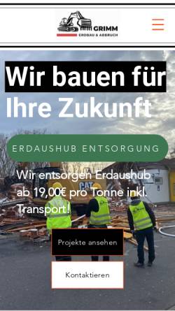 Vorschau der mobilen Webseite www.grimm-erdbau.de, Grimm Erdbau und Abbruch