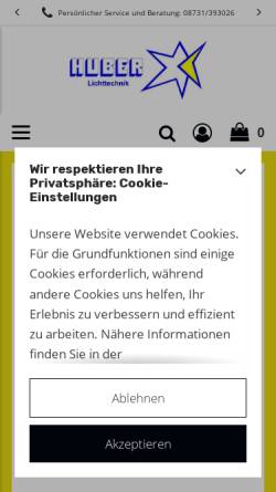 Vorschau der mobilen Webseite www.huber-lichttechnik.de, Johann Huber Lichttechnik