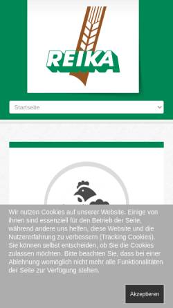 Vorschau der mobilen Webseite www.reika-reinsdorf.de, REIKA GmbH - Reinsdorfer Kraftfutterwerk