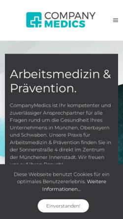 Vorschau der mobilen Webseite www.companymedics.de, CompanyMedics GmbH