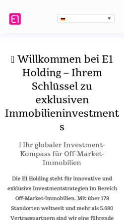 Vorschau der mobilen Webseite www.e1-holding.com, E1 Holding GmbH