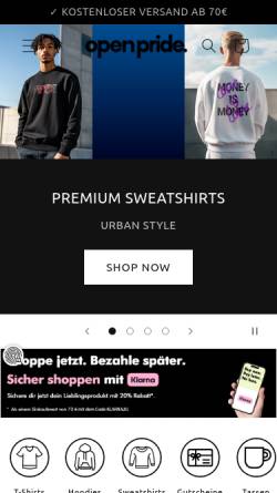 Vorschau der mobilen Webseite www.open-pride.de, Open Pride Clothing