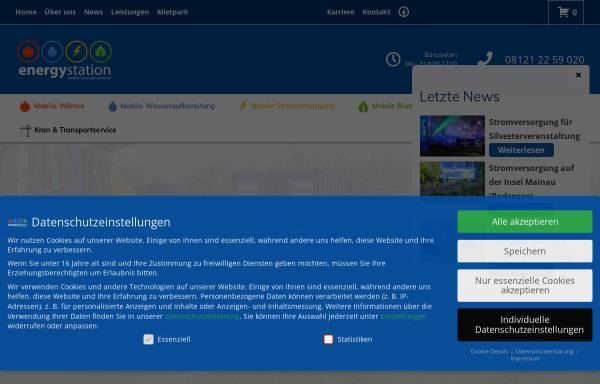 Vorschau von www.energystation.de, energystation - mobile Energiesysteme